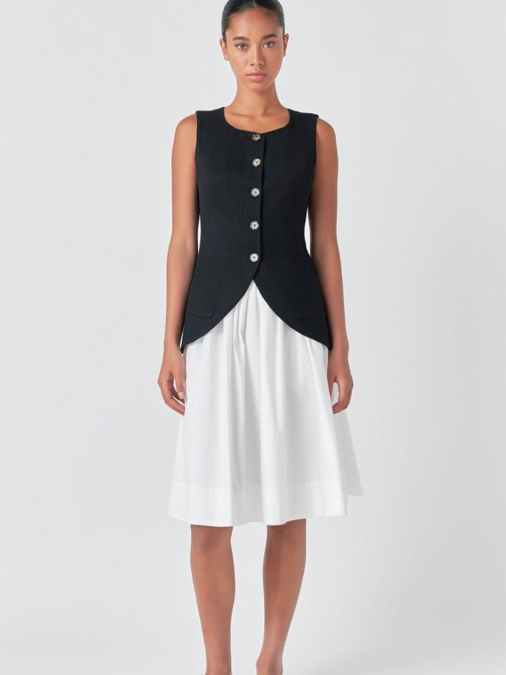 English factory linen blend vest